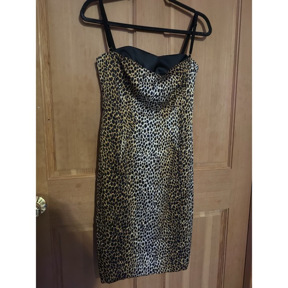 Dolce & Gabbana Womens Brown Silk Leopard Print Ruffle Pencil Dress No Tag 36 B